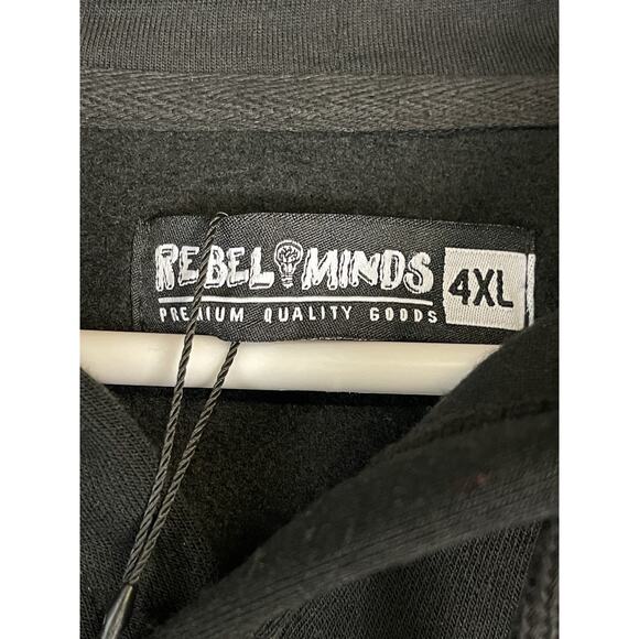 Rebel Minds Hoodie Mens 4XL Black Always Thinking Big Lego Brick Graphic - Picture 4 of 10